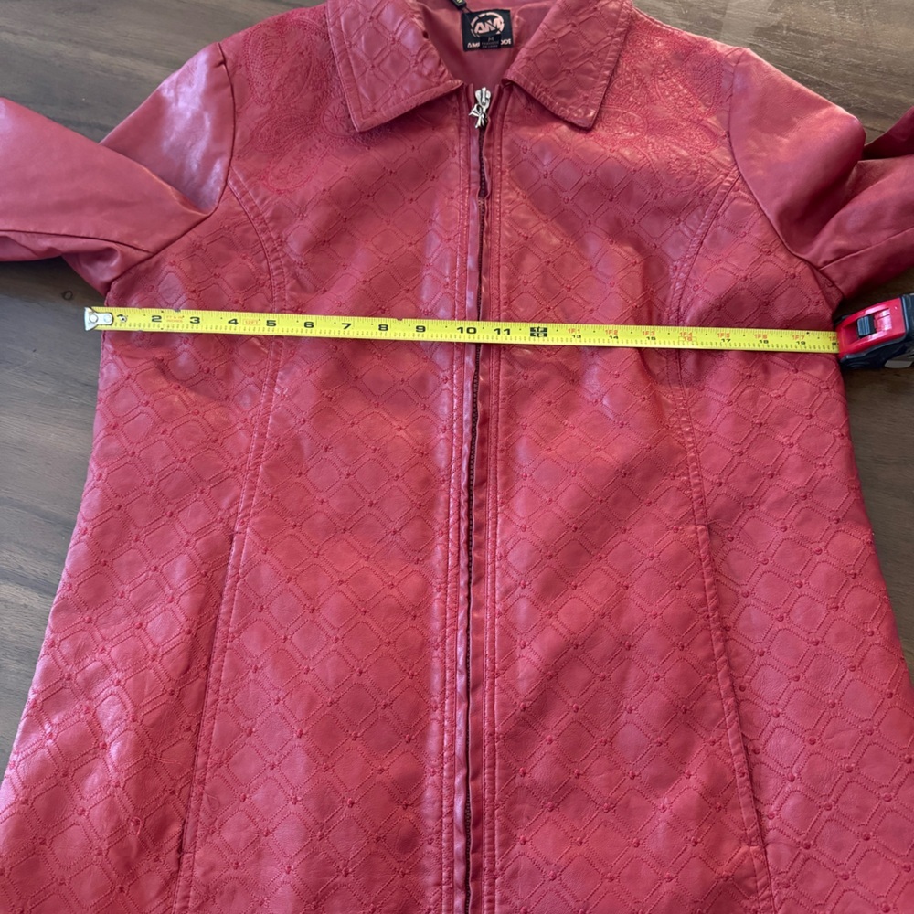 Ameri Mode Dark Red Faux Leather Jacket Nwt Size M - image 8
